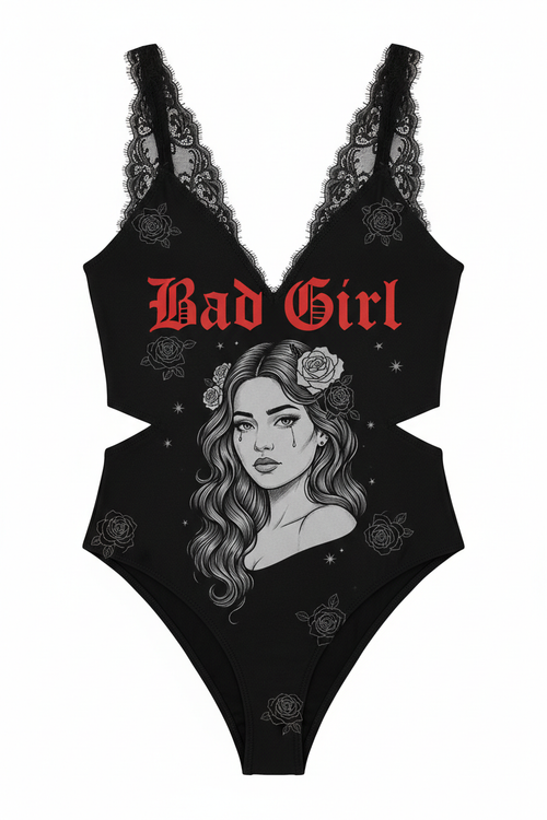 Black Bad Girl Love Story Bodysuit
