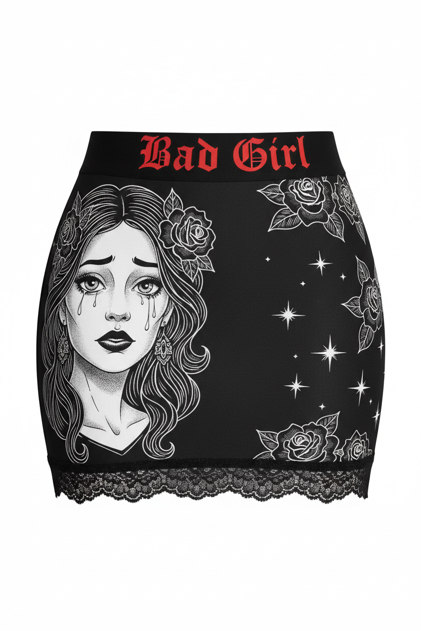 Black Bad Girl Mini Skirt