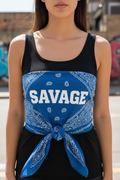 Black Bandana Tank Top with Blue Bandana