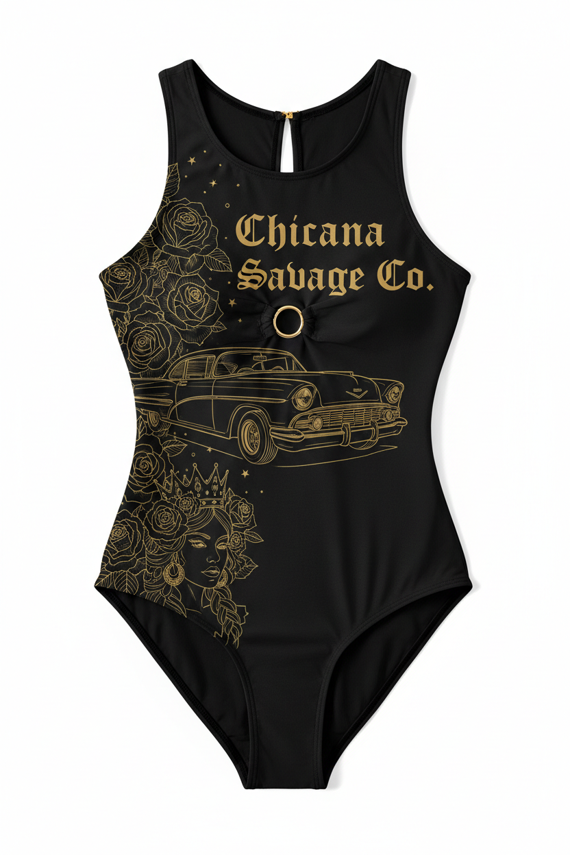 Black Chicana Lowrider One Piece