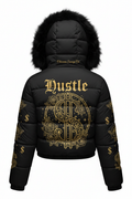 Black Hustle Fur Hood Puffer Jacket