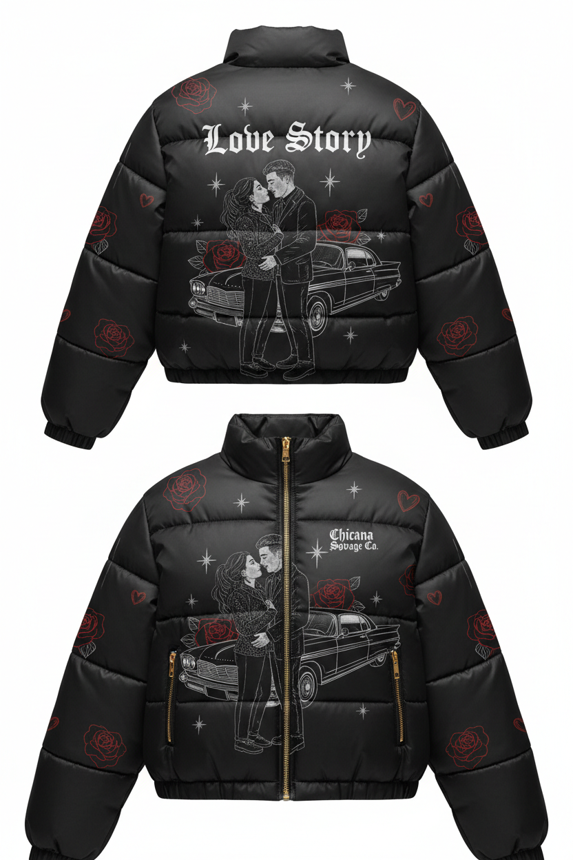 Black Love Story Chicana Puffer Jacket
