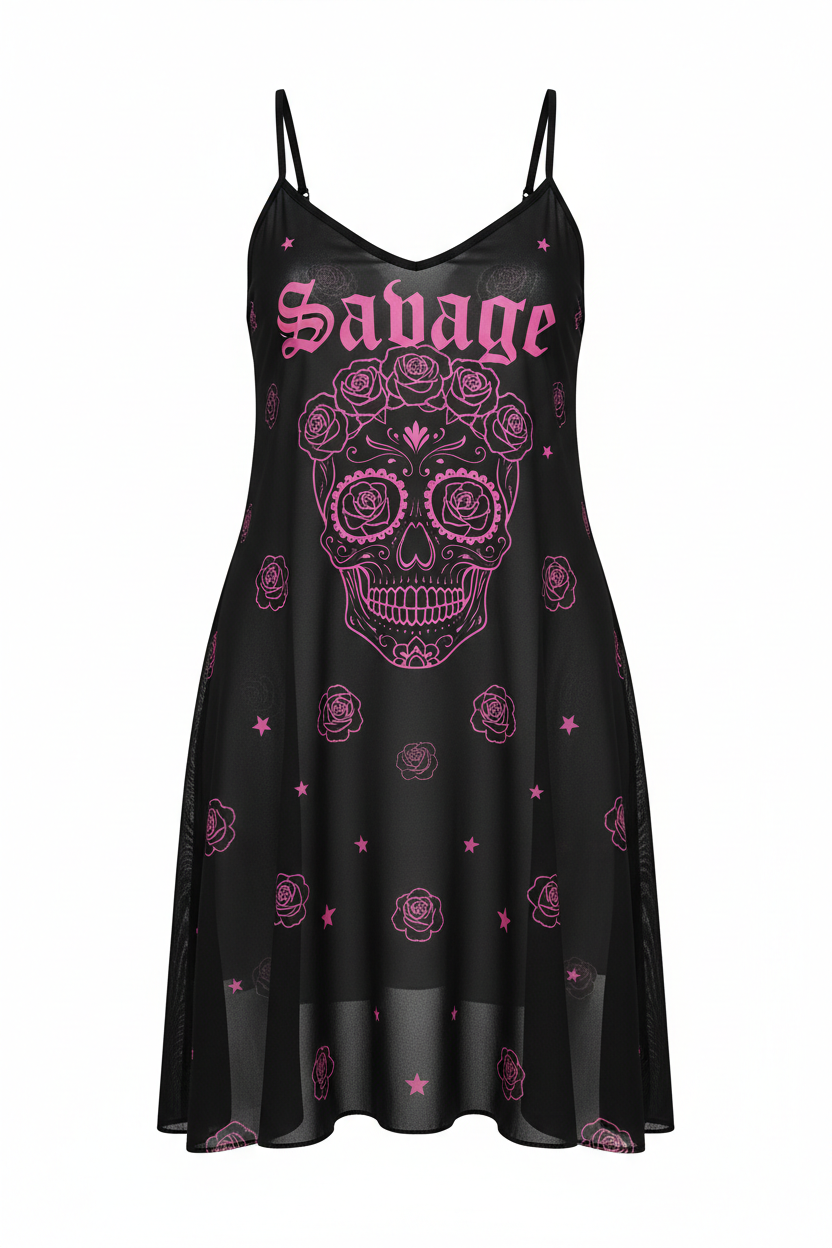 Black Savage Sugar Skull Mini Cover Up