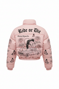 Blush Pink Ride or Die Chicana Puffer Jacket