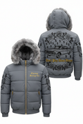 Grey Don't Play About Money Puffer Jacket