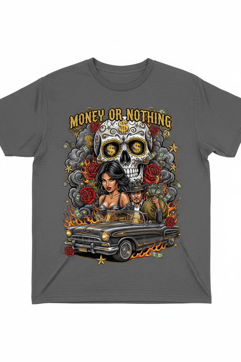 Grey Money or Nothing Matching Tee