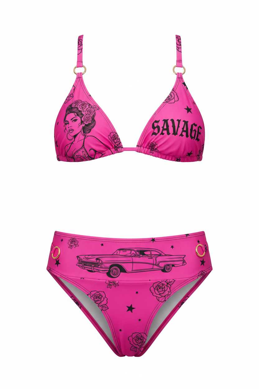 Hot Pink Savage Chicana Bikini