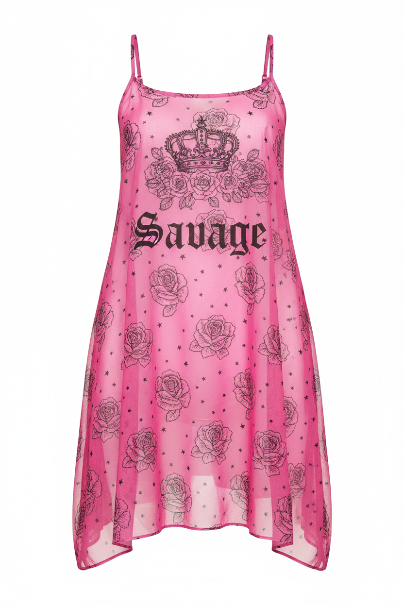 Hot Pink Savage Mini Cover Up Dress