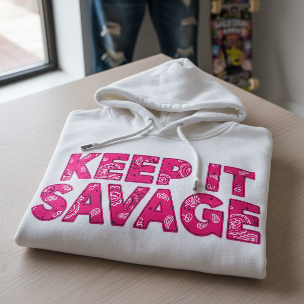 Keep It Savage White Hoodie