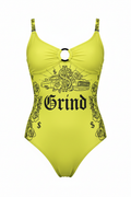 Lime Yellow Grind One Piece Swimsuit