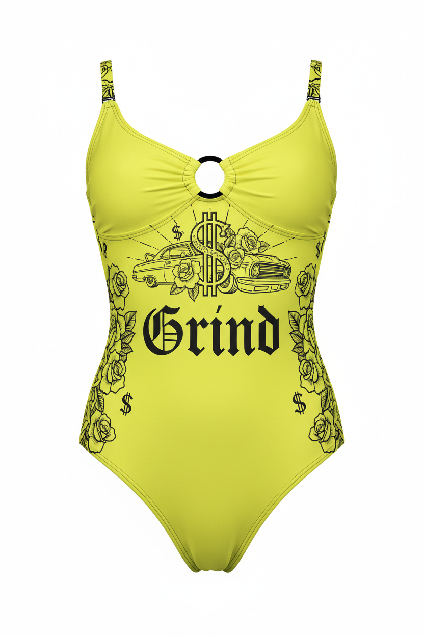 Lime Yellow Grind One Piece Swimsuit