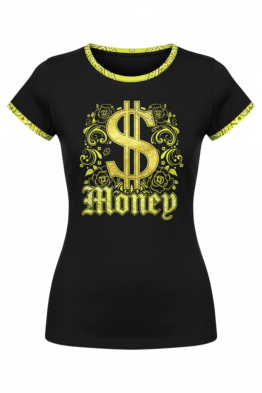 Money Women's Chicana Shirt - Lime Yellow Bandana