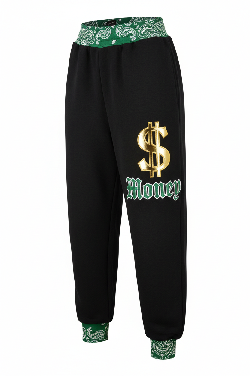 Money Women's Sweatpants - Green Bandana
