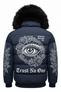 Navy Trust No One Puffer Jacket