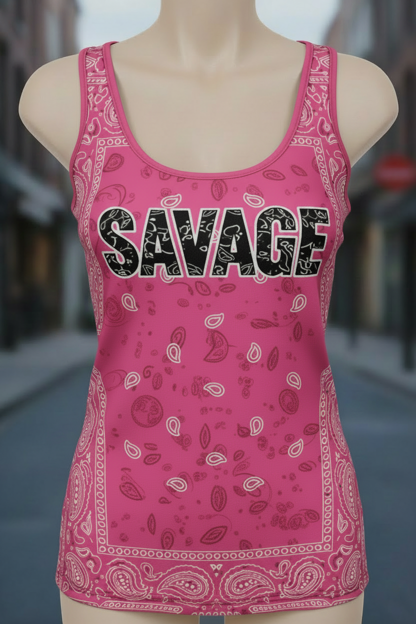 Pink Bandana Tank Top with Savage