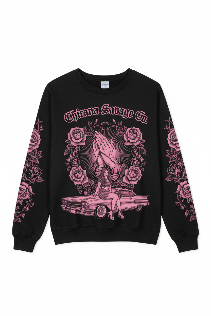 Praying Hands Chicana Crewneck
