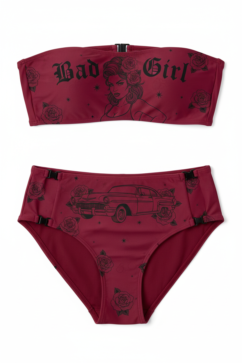 Red Bad Girl Chicana Lowrider Bikini