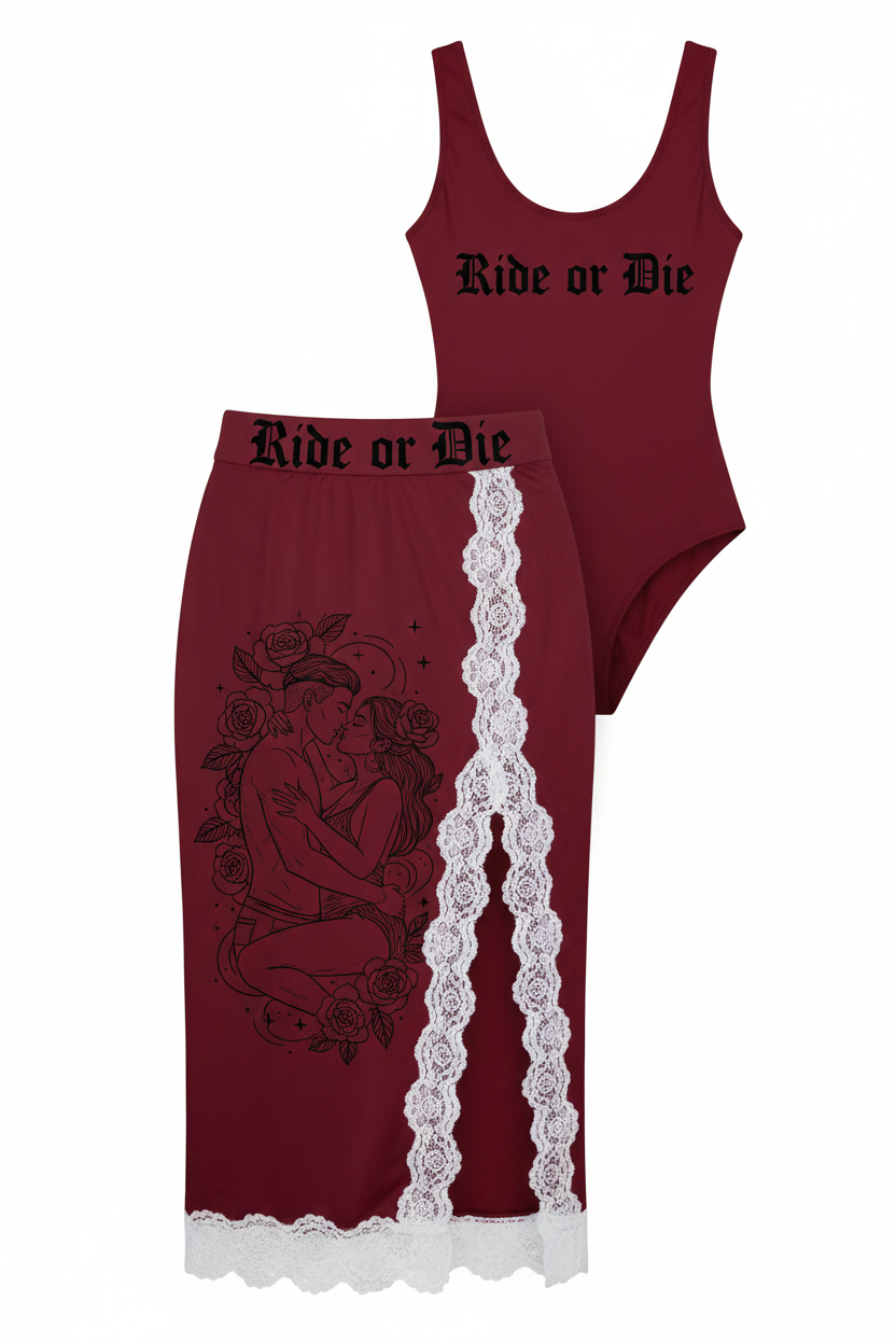 Red Ride or Die Midi Skirt