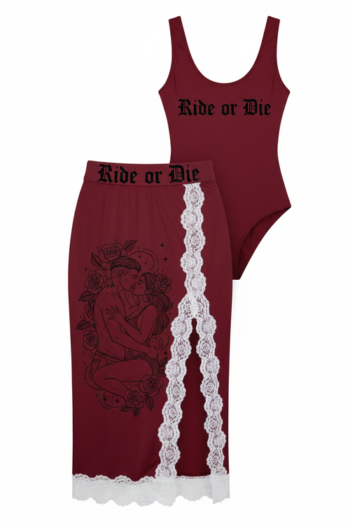 Red Ride or Die Midi Skirt