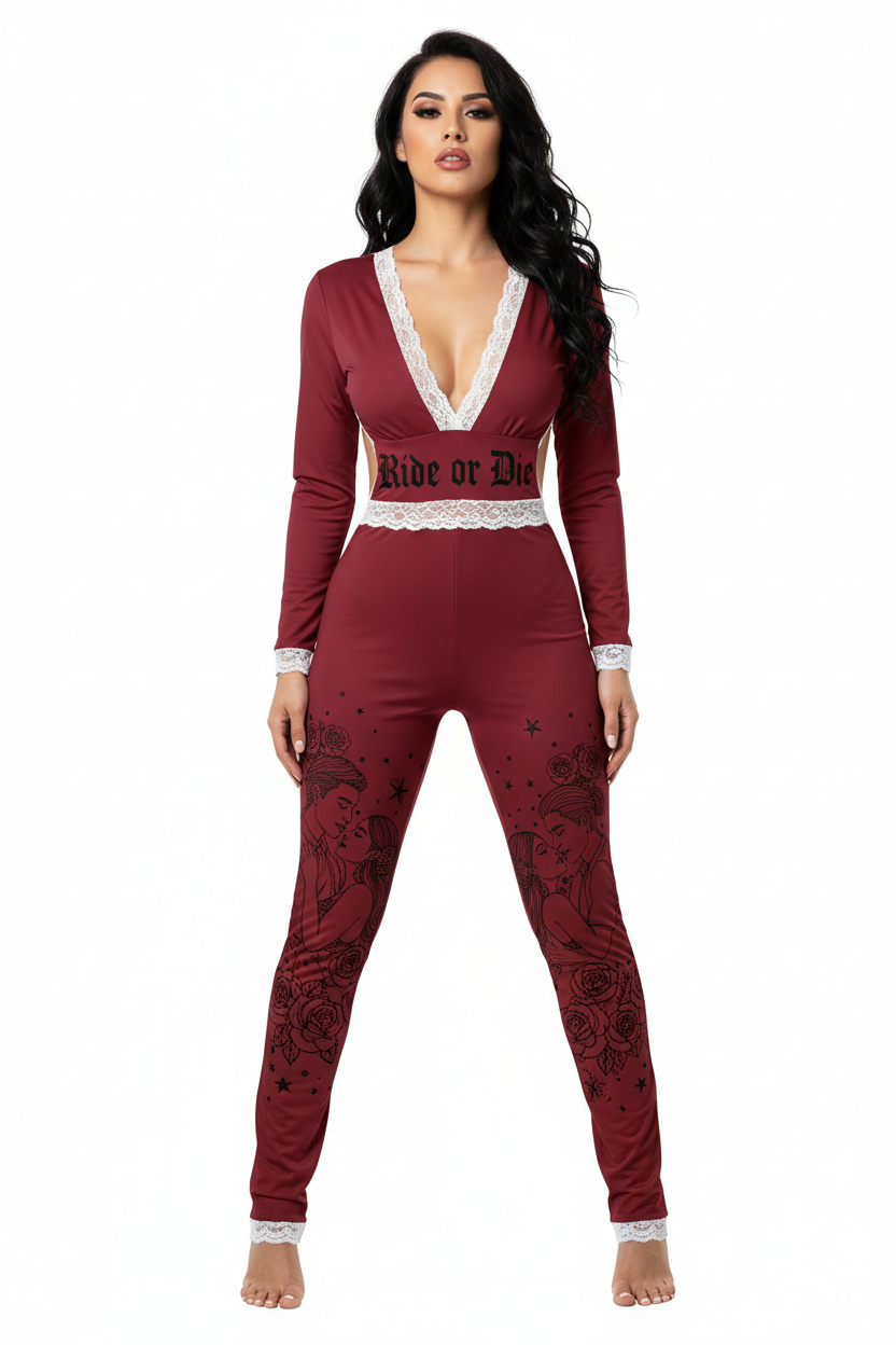 Red Ride or Die One-Piece Pants Jumpsuit