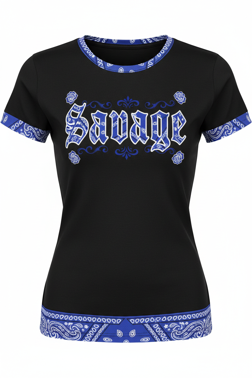 Savage Women's Chicana Shirt - Blue Bandana