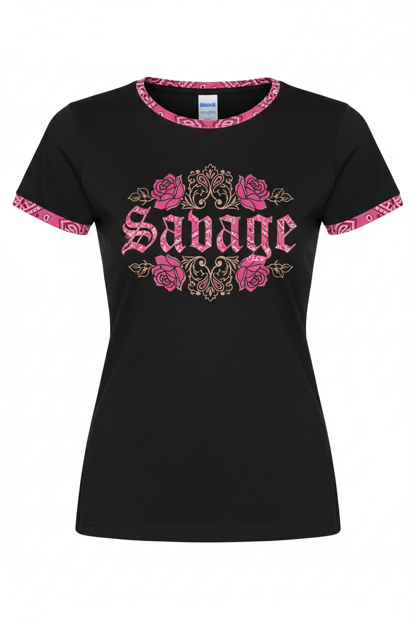 Savage Women's Chicana Shirt - Pink Bandana