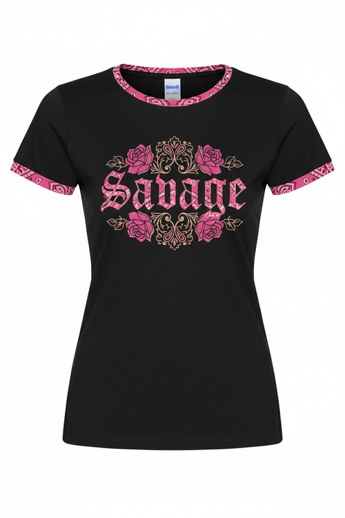 Savage Women's Chicana Shirt - Pink Bandana