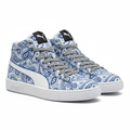 White and Blue Bandana Puma High Top Shoes with Black and White Laces
