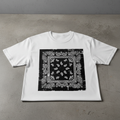 White Shirt with Black Bandana Design